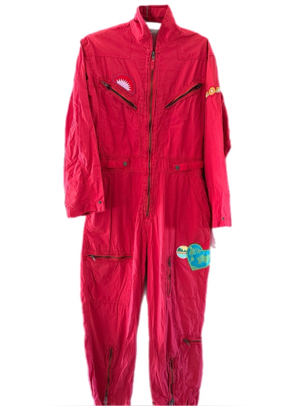 Free people Lena Flight Jumpsuit with Patches M - Picture 2 of 6